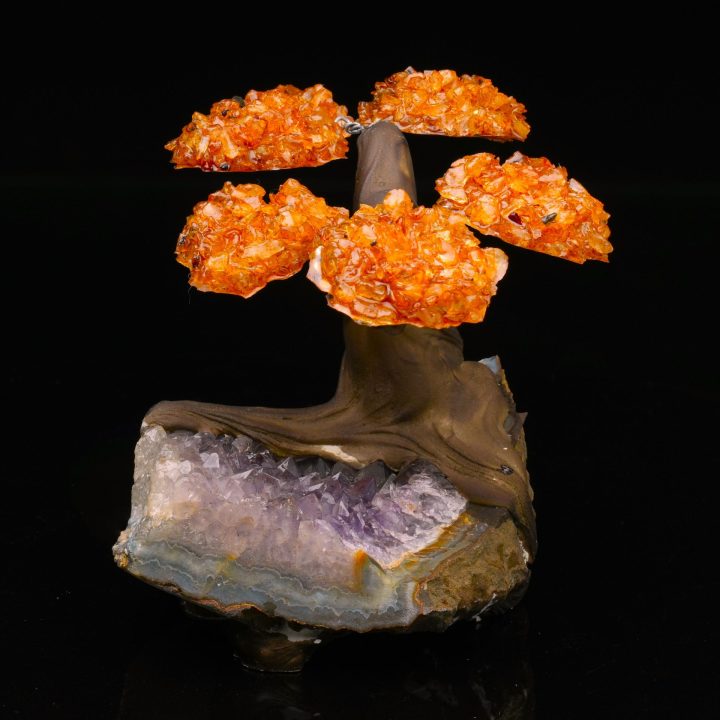Genuine Citrine on Amethyst Gem Tree of Abundance - Natural Home Decor
