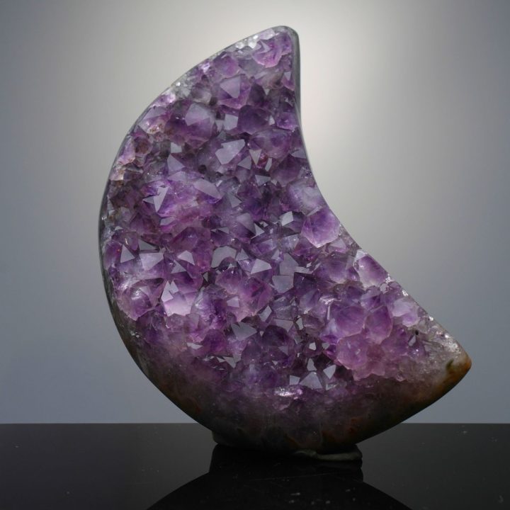 Hand Carved Amethyst Geode Moon of New Beginnings