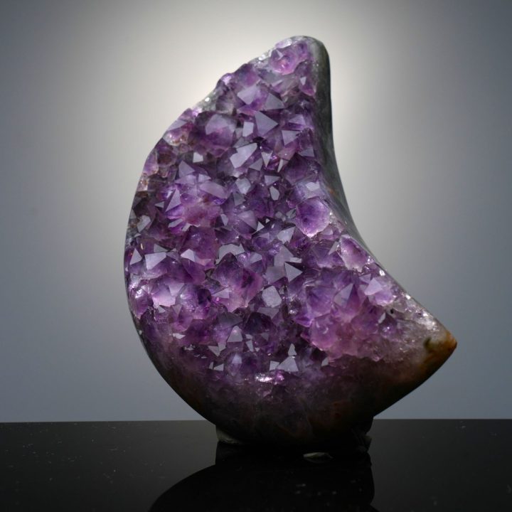 Hand Carved Amethyst Geode Moon of New Beginnings