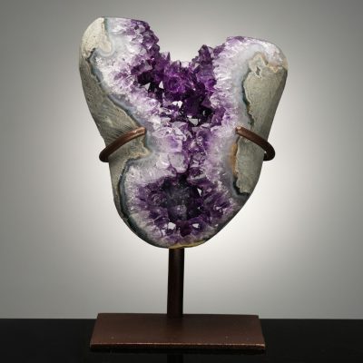 Natural Amethyst Geode on Custom Metal Stand – Uruguay