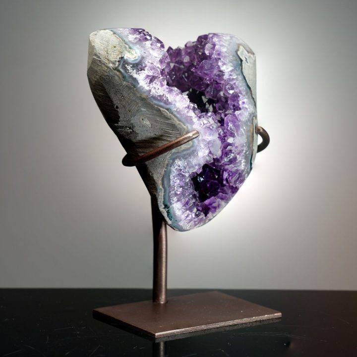 Natural Amethyst Geode on Custom Metal Stand – Uruguay