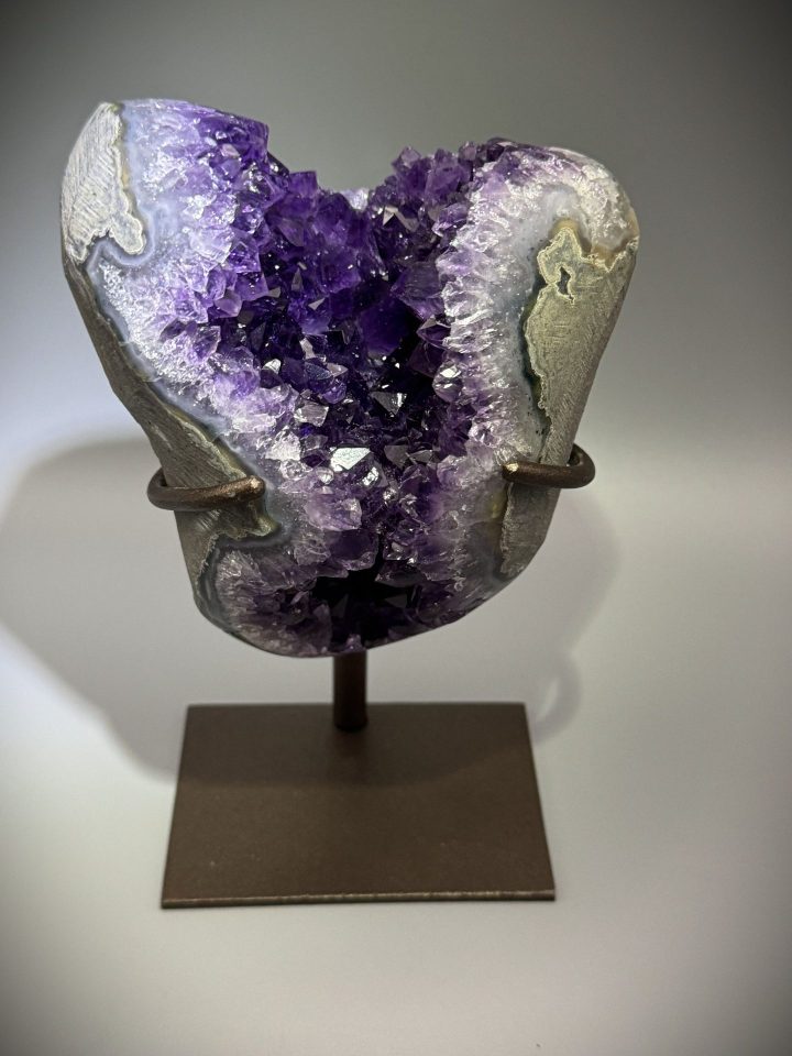 Natural Amethyst Geode on Custom Metal Stand – Uruguay