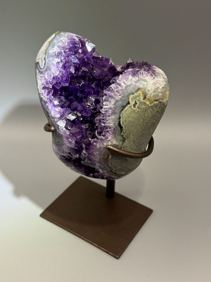 Natural Amethyst Geode on Custom Metal Stand – Uruguay