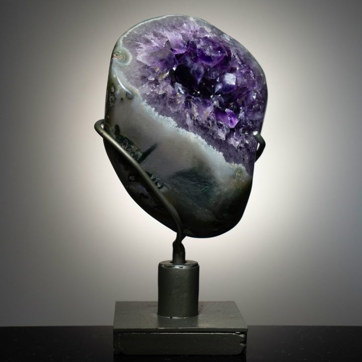 Uruguayan Amethyst Geode on 360° Swivel Stand – Natural Crystal Decor