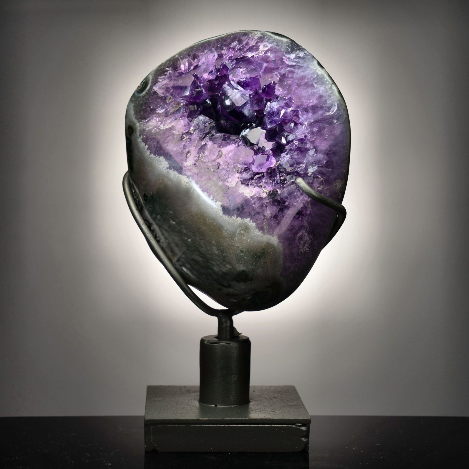 Uruguayan Amethyst Geode on 360° Swivel Stand – Natural Crystal Decor