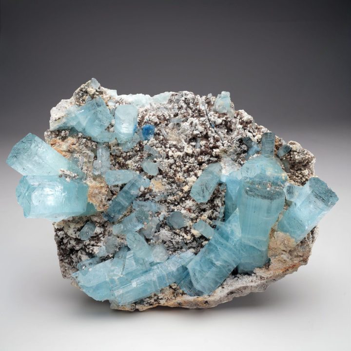 Museum Quality Aquamarine Cluster on Matrix from Nagar, Pakistan