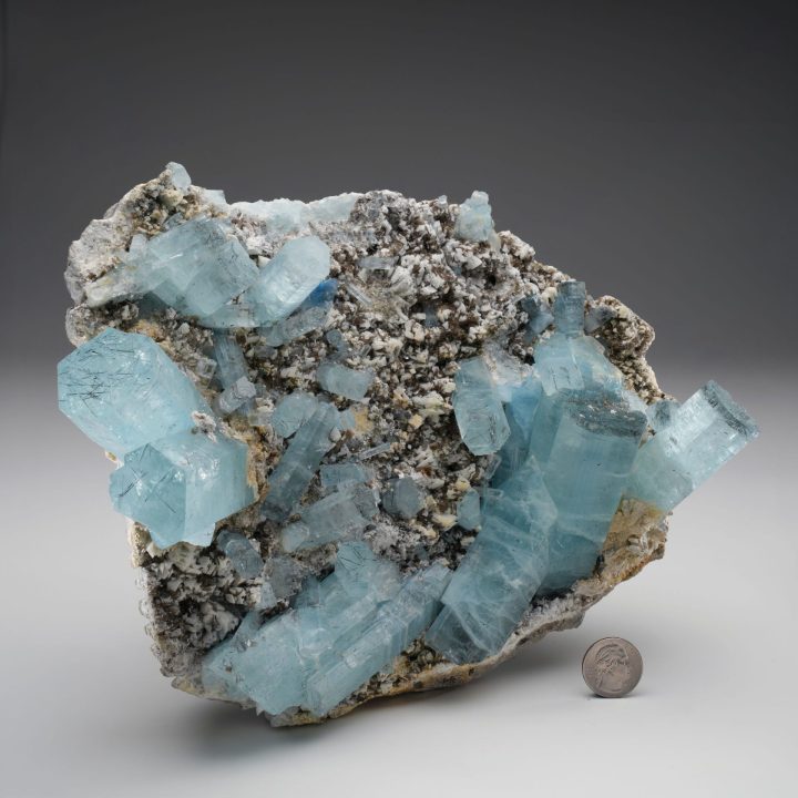 Museum Quality Aquamarine Cluster on Matrix from Nagar, Pakistan