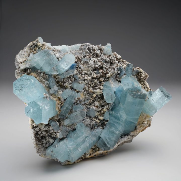 Museum Quality Aquamarine Cluster on Matrix from Nagar, Pakistan