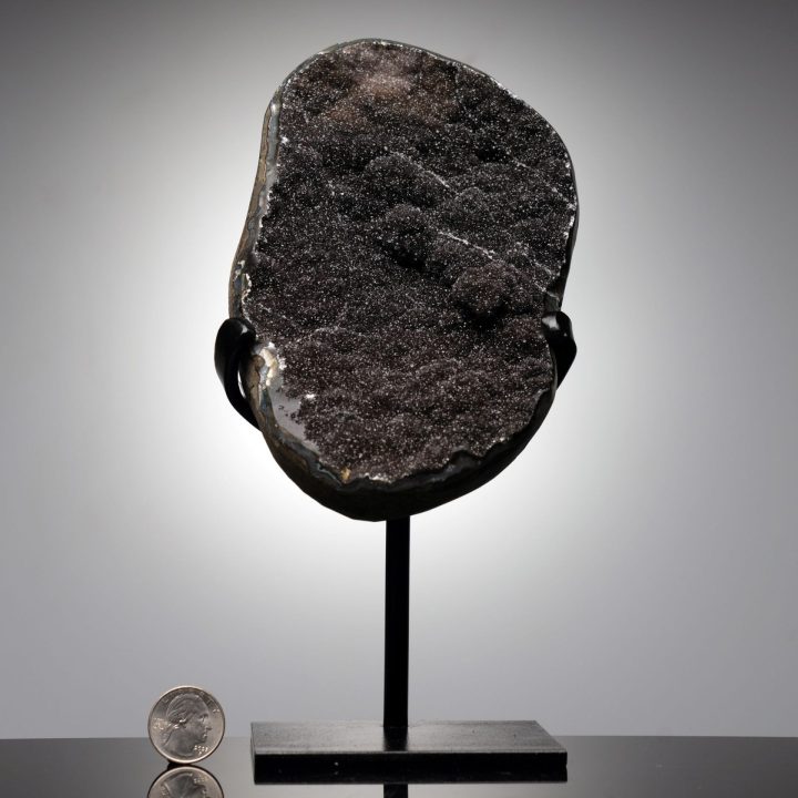 Uruguayan Black Amethyst Geode on Custom Stand – Natural Crystal Display Piece
