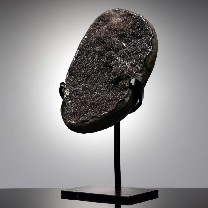 Uruguayan Black Amethyst Geode on Custom Stand – Natural Crystal Display Piece