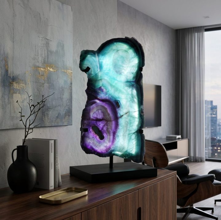 Mexican Fluorite Lamp | One of a Kind Natural Crystal Luxury Decor