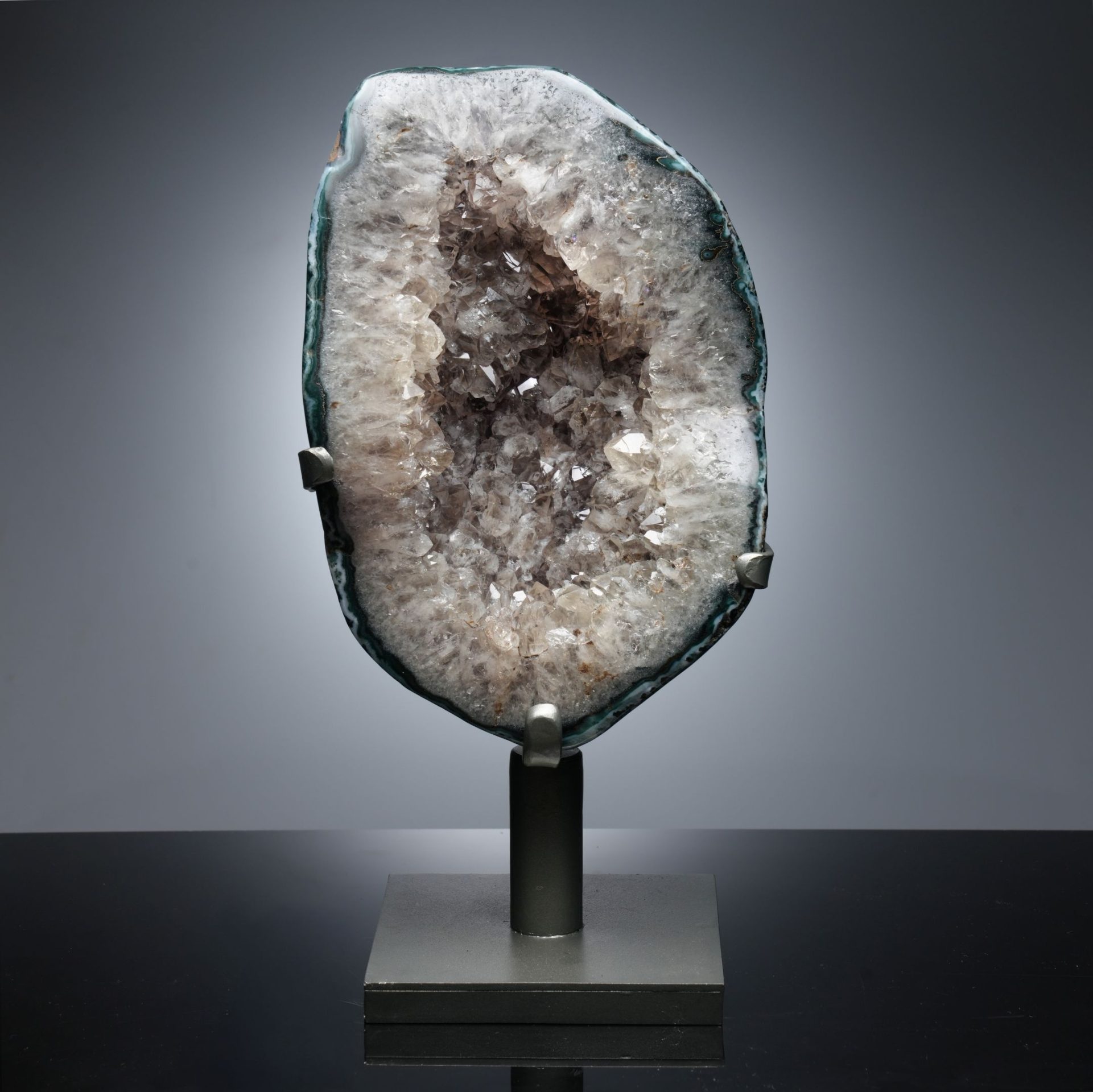 Large Uruguayan Quartz on Custom Swivel Stand - Natural Home Decor