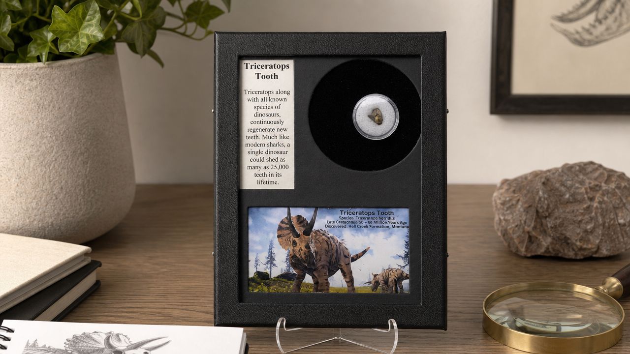 Authentic Triceratops Tooth Fossil in Collector�s Display Box