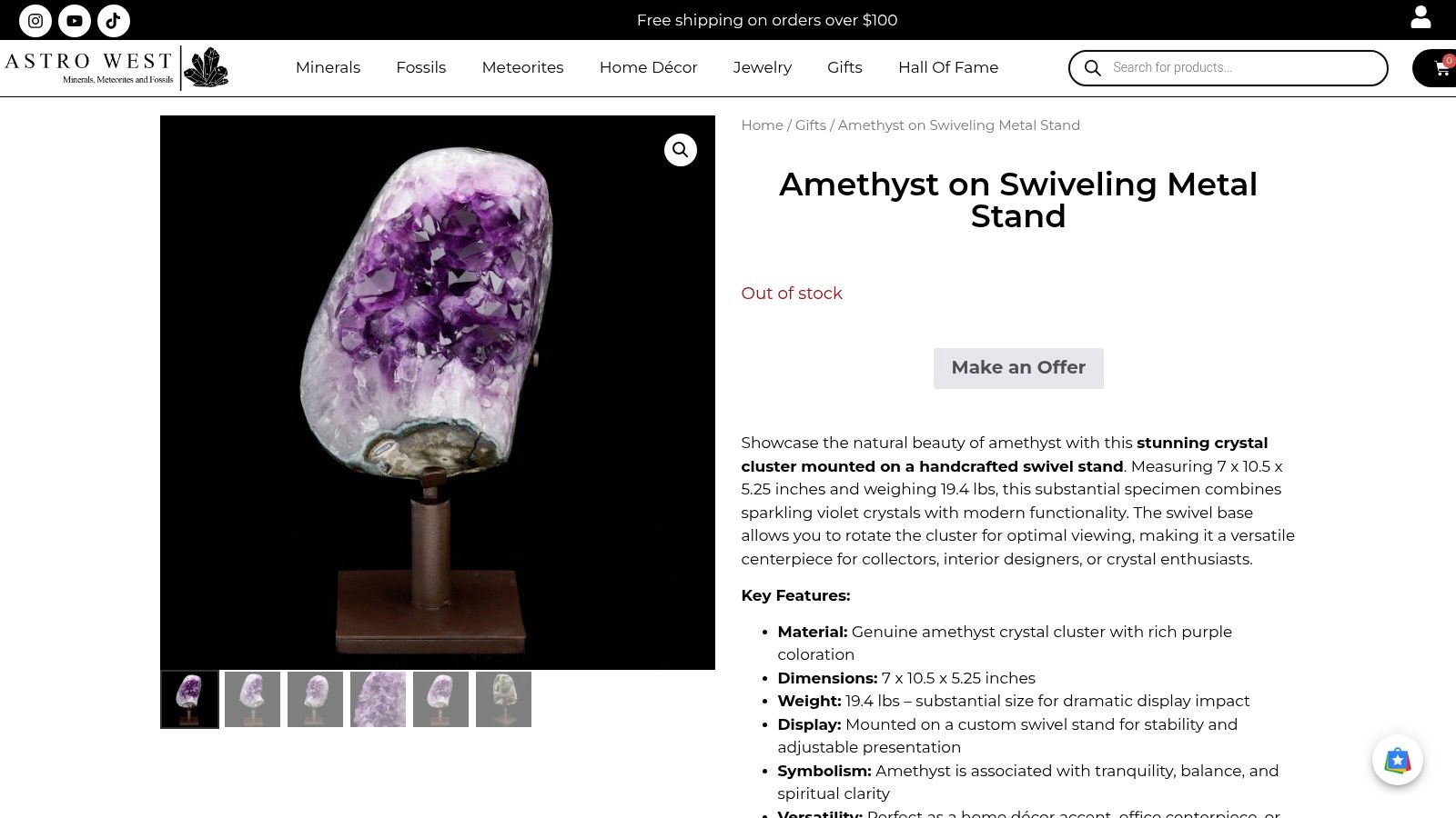 Screenshot from https://astrowest.com/products/amethyst-geode/